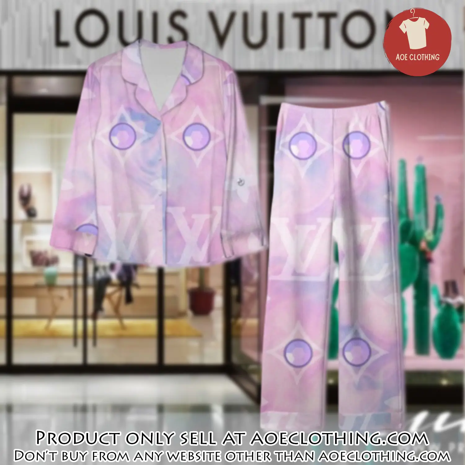 Trending luxury lv satin pajama set pjs1108 aoe2554248